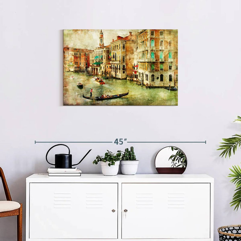 Impression sur toile rétro de Venise, H 20 po x l 30 po x P 1,25 po