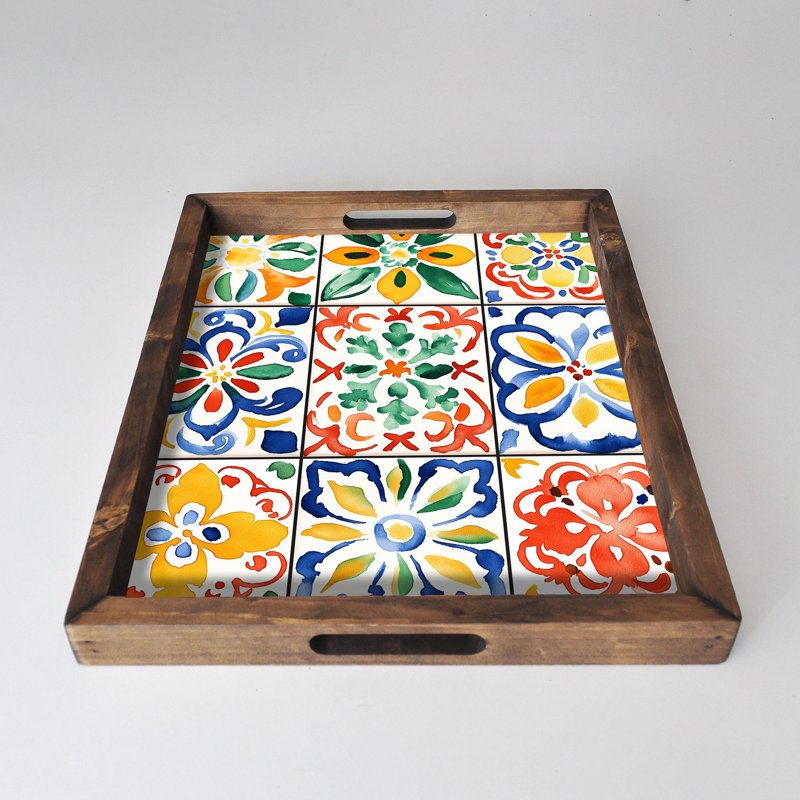 Elegant Solid Wood Tray, 18.9 x 15.0 x 1.6 inches | UV Printed on 0.2-inch Thick MDF | Perfect for Serving, Organizing, and Home Décor | Durable and Stylish Design for Any Occasion