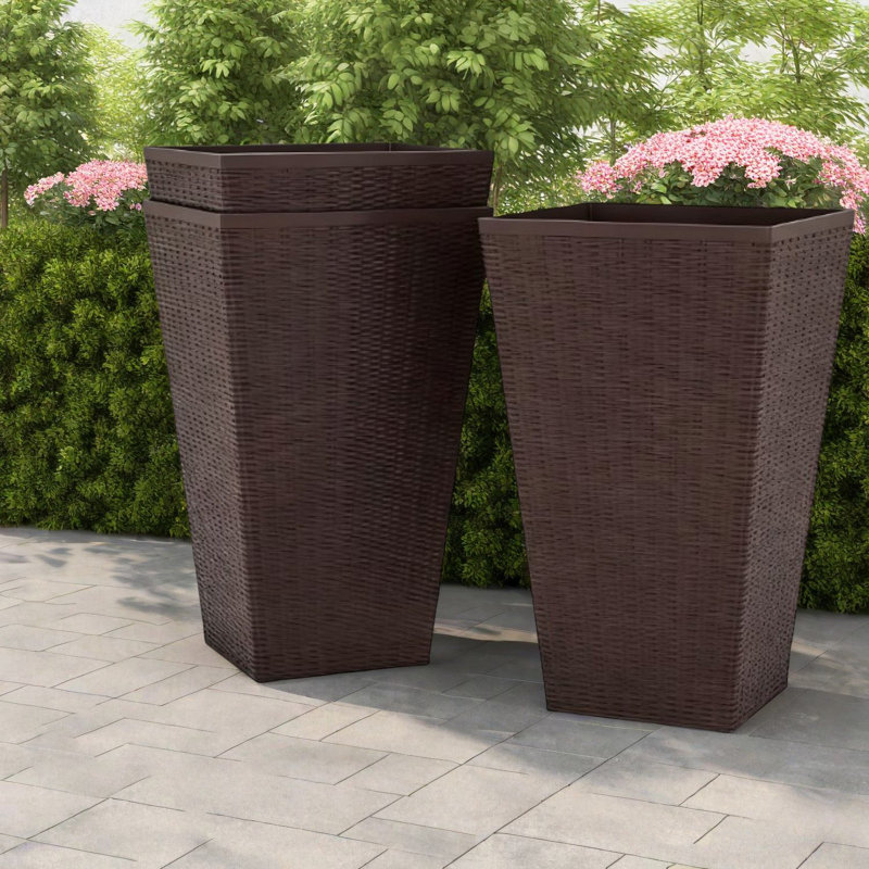 Jardinières en polypropylène durable, style rotin, pour une décoration intérieure et extérieure moderne