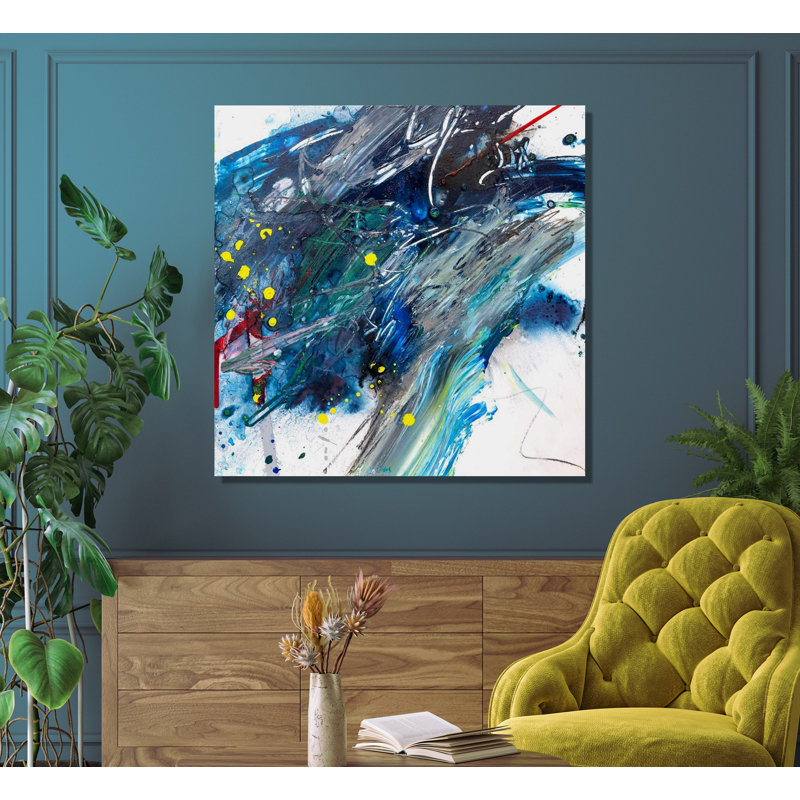 Amazonite - reproduction d'art sur toile, H 13,5 po x l 13,5 po x P 1,75 po, Toile avec cadre brun