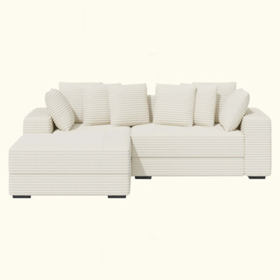 Canapés modulaires en nuage avec méridienne en forme de L, très grand canapé-lit réversible en velours côtelé avec coussins 8 pièces pour le salon, la chambre à coucher