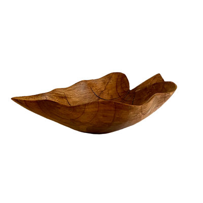Assiette décorative en bois de teck massif