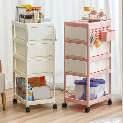Storage Stroller - 4 layer,  storage for bedroom, living room, kitchen,restroom,Flexible to move, Can put toys, snacks