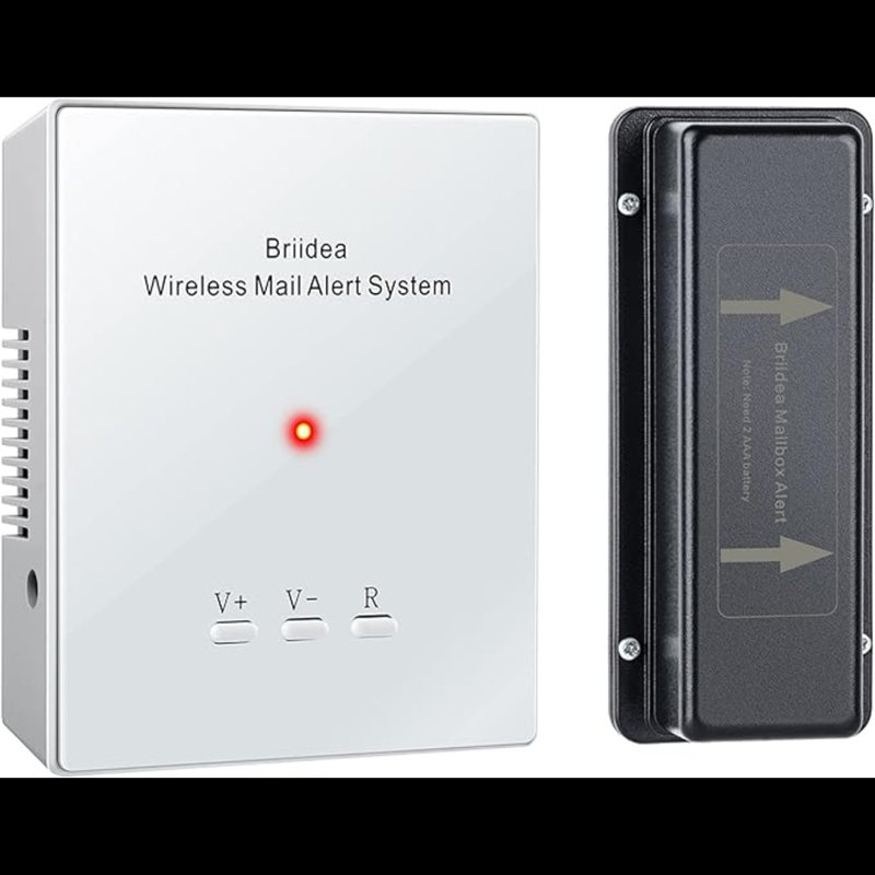 Mailbox Alarm, Briidea 500Ft Wireless Mailbox Alert With LED Light Flashing And Sound Reminders