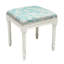 Tabouret de coiffeuse en lin à motif floral turquoise Toscan Aqua-358872231-358872239