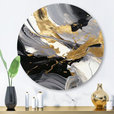 Exploration des profondeurs du marbre - art abstrait géométrique rond en métal