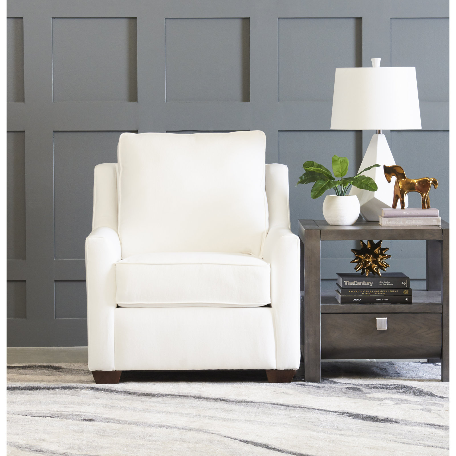 Gemi Upholstered Armchair, Classic Bleach White