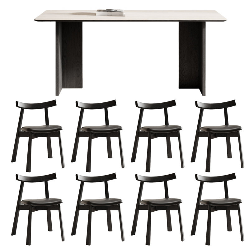 Table et chaises simples dans un ensemble de salle à manger rectangulaire de style ancien, H 29,5 po x L 78,7 po x l 39,3 po