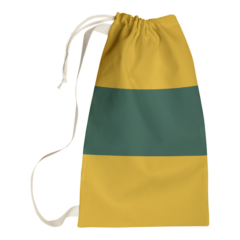 Fabric Laundry Bag with Handles, 36" H x 28" W x 1.5" D, Harvest Gold/Forest Green/Harvest Gold