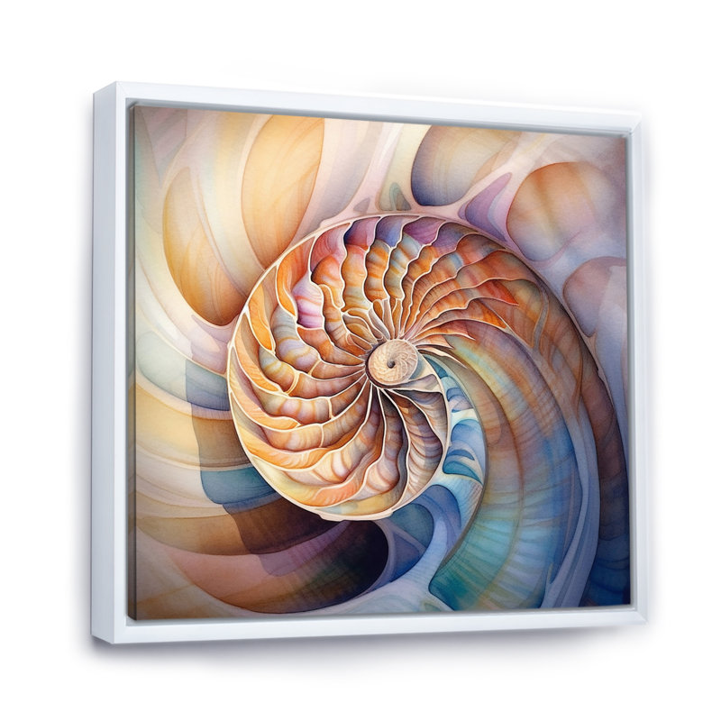 Seashell Symphony II sur impression sur toile, H 30 po x l 30 po, Cadre flottant blanc