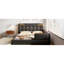 Grand lit tapissier avec 2 lampes de lecture, noir. Cuir haute densité. Vaste espace pour un sommeil confortable. Tête de lit réglable avec lumières noires. Revêtement en cuir. Spacieux et serein