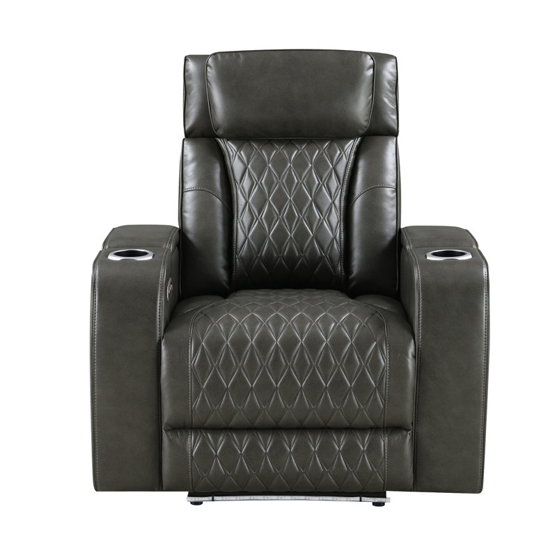 Fauteuil inclinable électrique en cuir synthétique gris foncé Taddeo