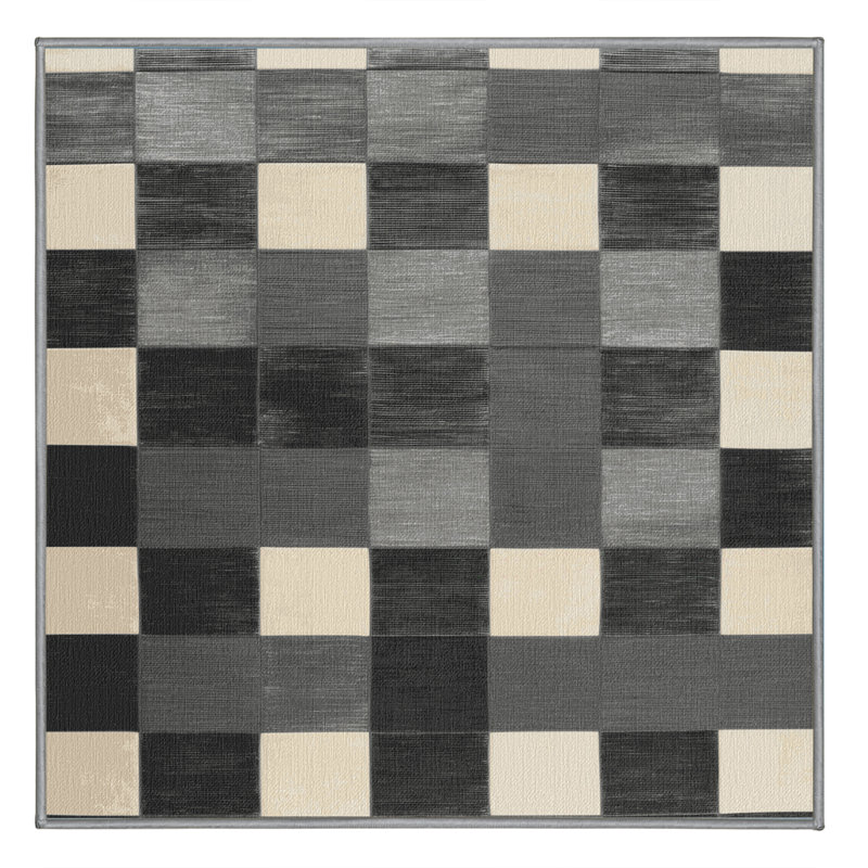 Tapis brun à carreaux lavable à la machine, Carré 6 pi