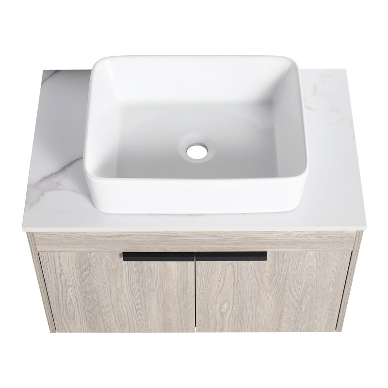 Ensemble de meuble-lavabo mural 30 po avec lavabo en céramique Modern Design