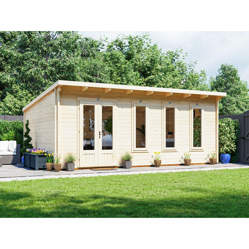 Dunster House Log Cabin Garden Office 6m x 4m Man Cave Garden Room Summerhouse Terminator (45mm)