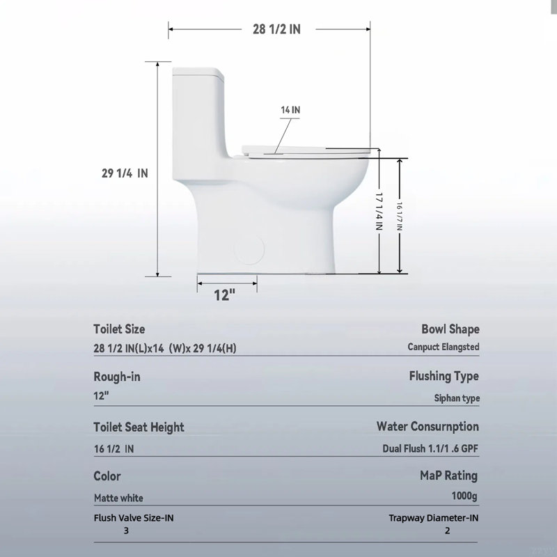 1.1/1.6 GPF Tornado Flush One-Piece Toilet With Comfort Chair Seat ADA Height 17",Powerful & Quiet Dual Flush Modern Toilet,Siphonic S-Trap 12",Rimless Bowl With Soft Closing Seat