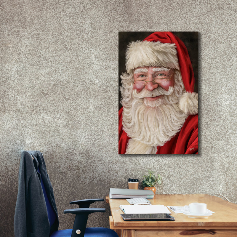 «Happy Santa» par Ashley Bradley, art mural sur toile, H 40 po x l 26 po