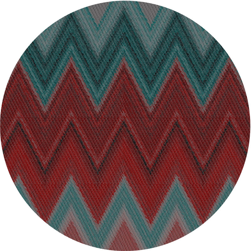 Tapis rouge à chevrons Donti, Rond 8 pi