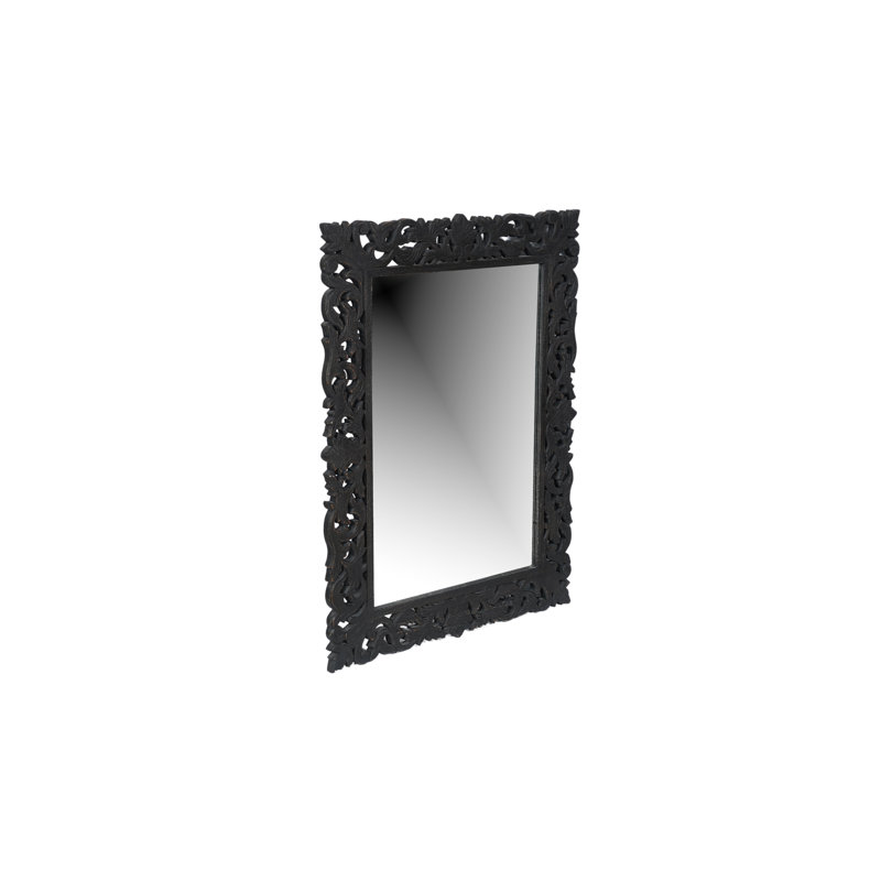 Harleen Solid Wood Flat Mirror, Black