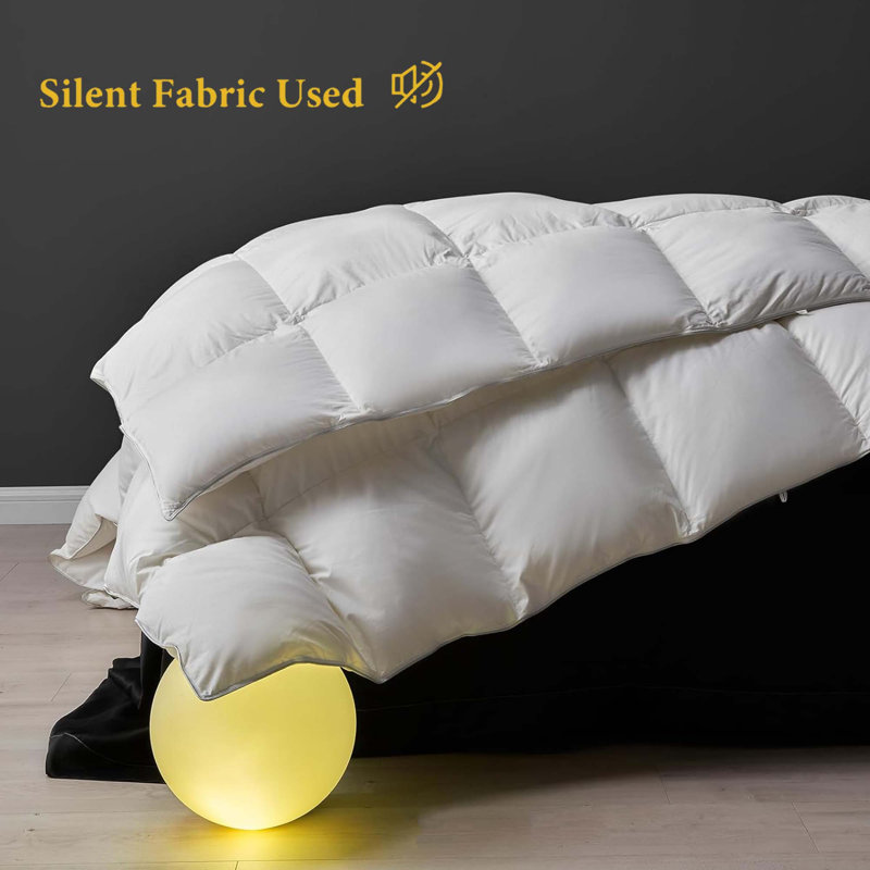 Lightweight Feather Down Comforter Soft Cotton Blend Duvet Insert, Queen