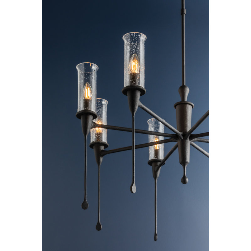 Chisel 8 Light Chandelier, Black Iron