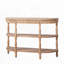 Console en bois fabriquée à la main avec garniture tissée à la main, tablettes de rangement à 3 niveaux