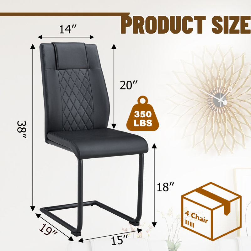Modern Dining Chairs, Silver, 6, Black