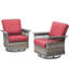 Chaise berçante pivotante 2 pièces pour patio avec accoudoirs de 5 pouces, gris / rouge, coussin épais - rotation 360 °, stabilité à bascule, dossier haut, soutien lombaire ergonomique confortable, généreux