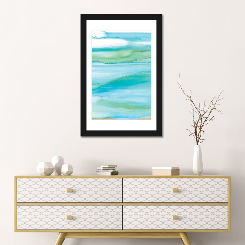 « côtier abstract i », impression sur toile, Papier d'art encadré noir, Blanc, H 32 po x l 24 po x P 1 po