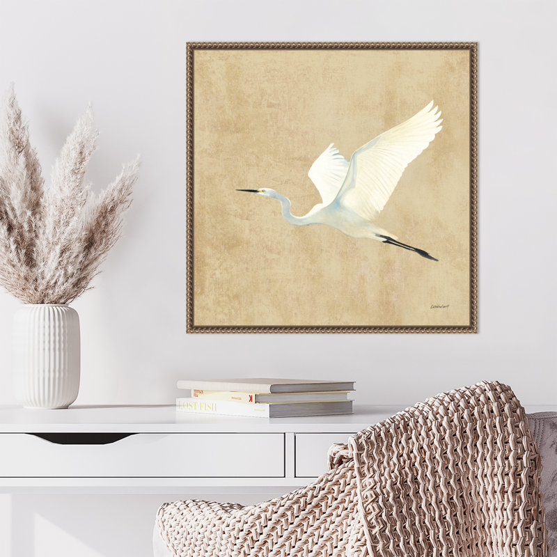 " Egret Alighting II ", 22" H x 22" W x 2" D