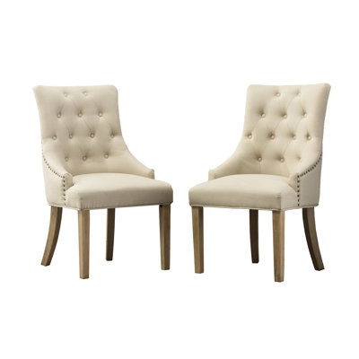 Tan Button Solid Wood Wingback Chairs Of Two - Delightful 2 Exercise
