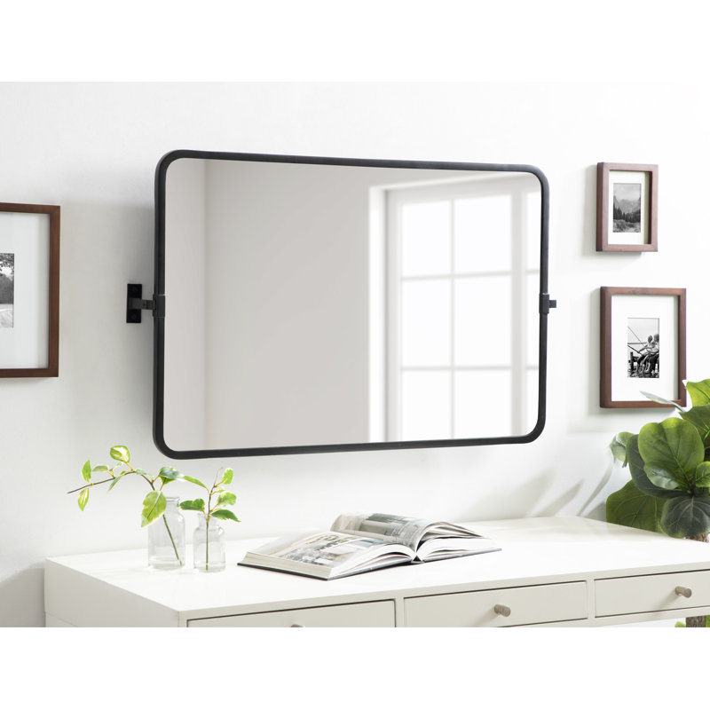 Miroir mural Mishaela, H 24 po x l 37,5 po, Noir