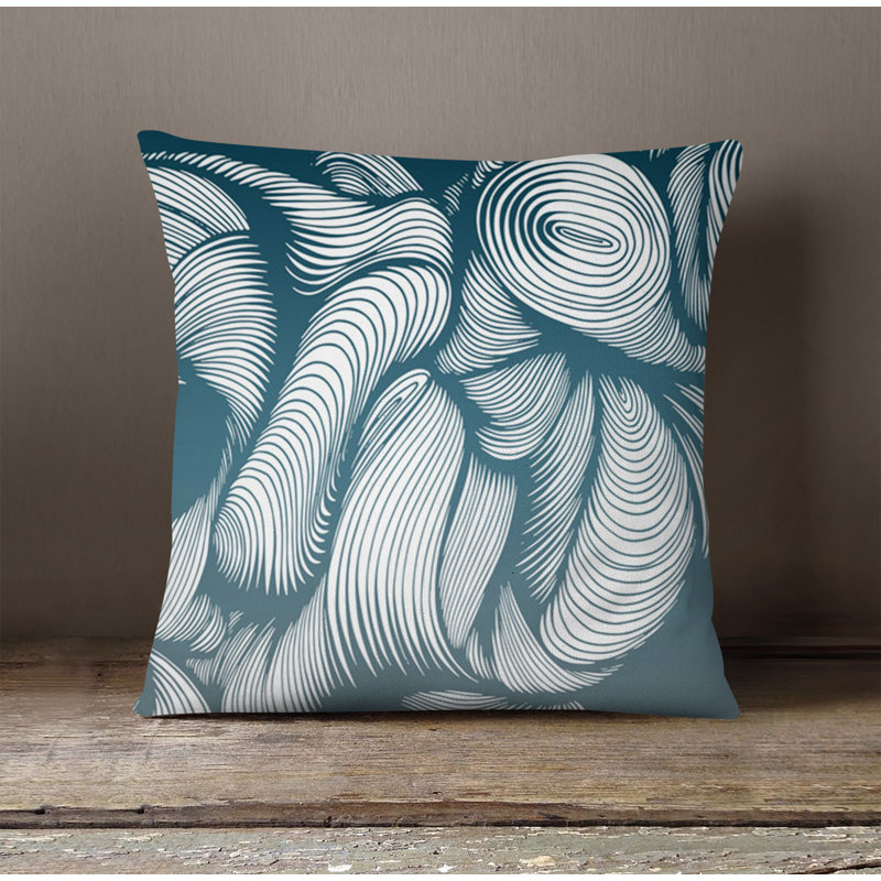 Throw Pillow With Insert, 18"H x 18"W, Blue/White Abstract 8