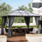 Gazebo Replacement Sidewall - 10' X 12', Gray Curtains With Hook And Straps For Easy Installation Privacy Dark Sidewalls, Securing Attachment Stability