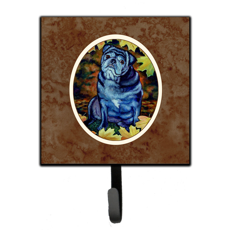 Pelin Metal Wall Organizer with Key Hooks, Brown/Salmon/Blue, Old Pug