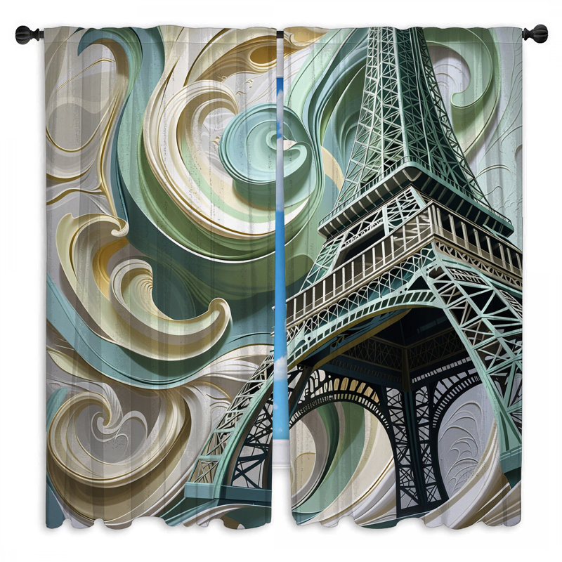 Rideaux de fenêtre Tour Eiffel obscurcissant et obscurcissant - 2 panneaux, 20in x 60in - 2 panels