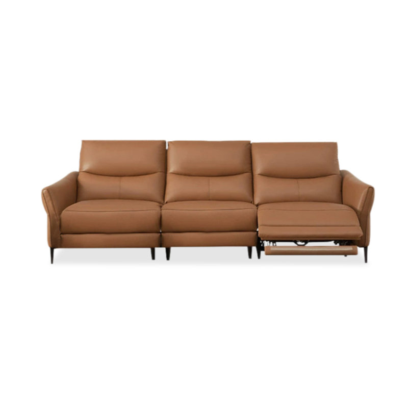 Canapé modulaire orange en similicuir, 36.22" H x 105.51" W x 38.19" D