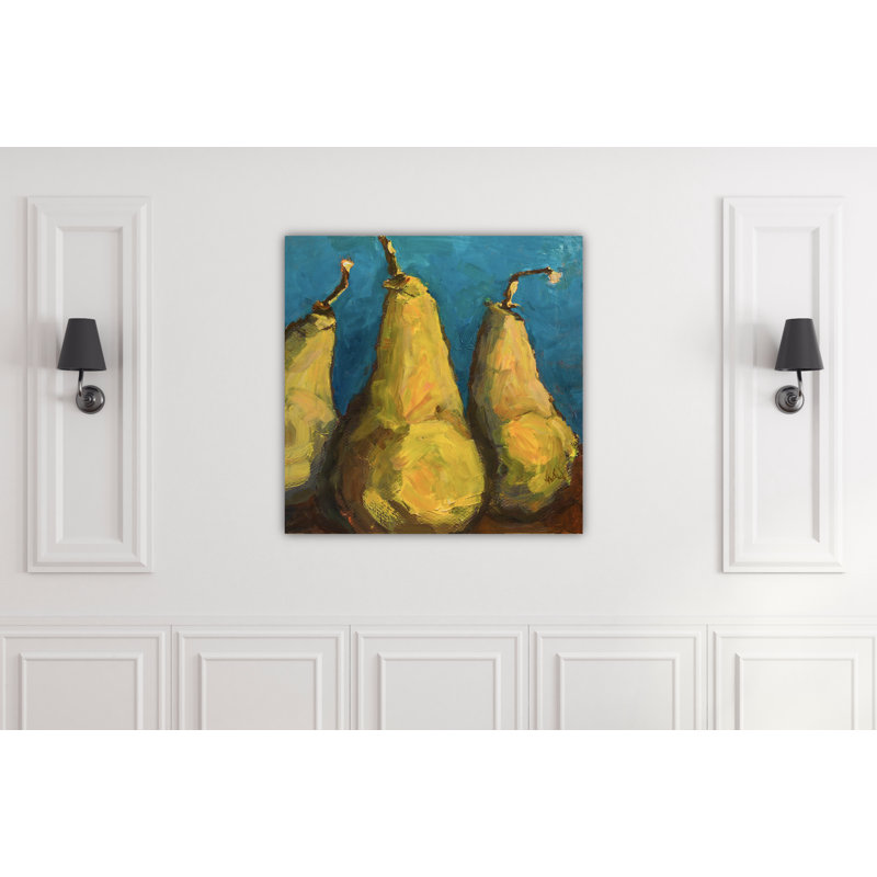 Poires avec sarcelle - reproduction d'art sur toile, H 26 po x l 26 po x P 3 po, Unframed