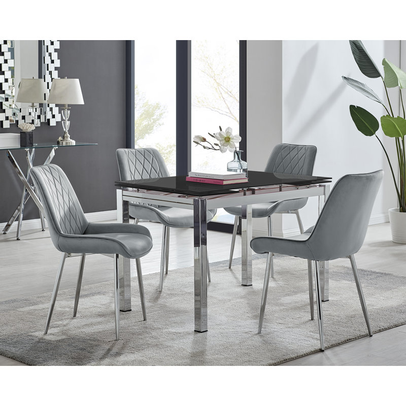 Tierra Extendable Dining Set, Grey/Silver