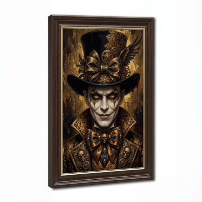 Impression sur toile, "Fantasy man in top chapeau" avec engrenages et crânes dorés