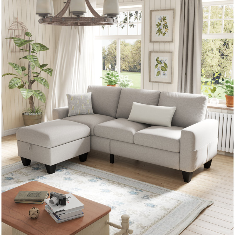 Canapé modulaire 3 pièces Sarahkate, Mélange de lin beige