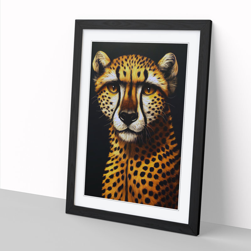 Cheetah Avant Garde - Picture Frame Print, 64cm H x 46cm W, Black Framed