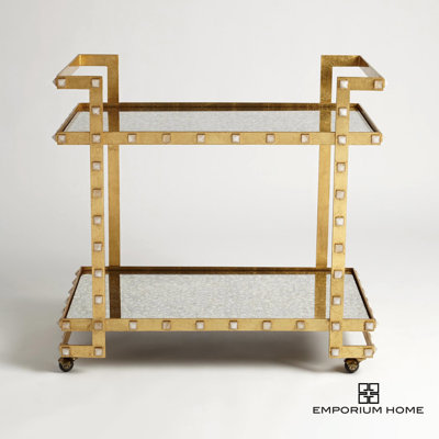 Quartz Stud Bar Cart-Silver Leaf