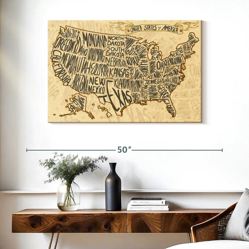 Carte des États-Unis à Aliaz, H 26 po x l 39 po
