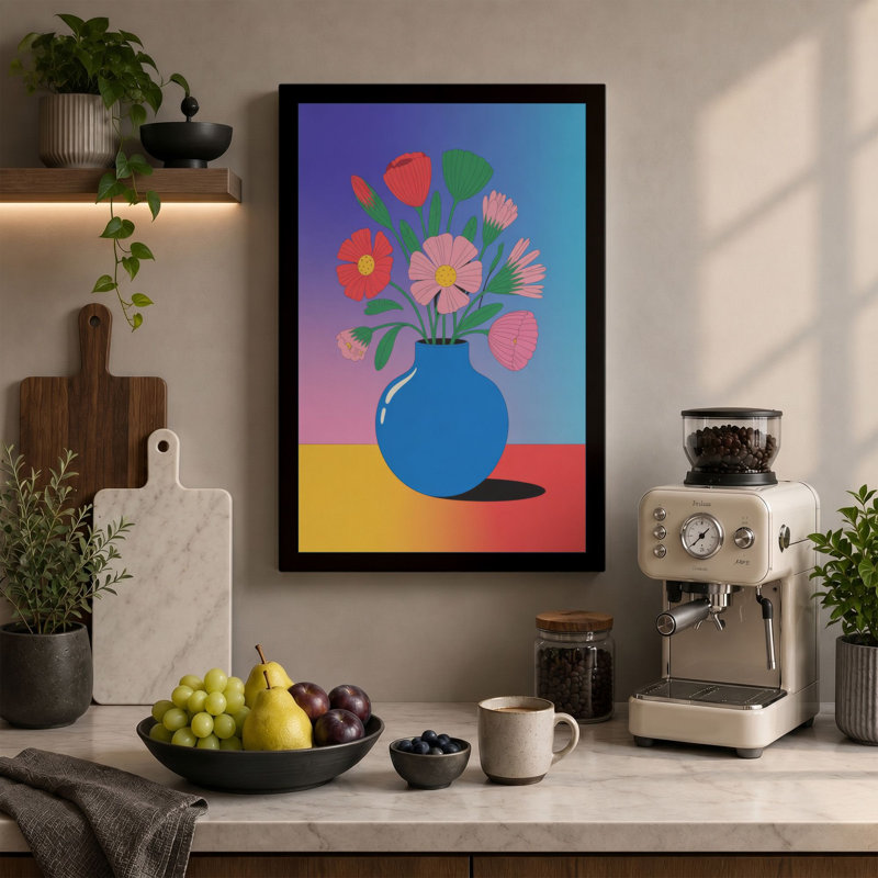 Blooms and Colour Modern - Wrapped Canvas, 36x24 - 91.4 x 61.0 cm, Taupe Border