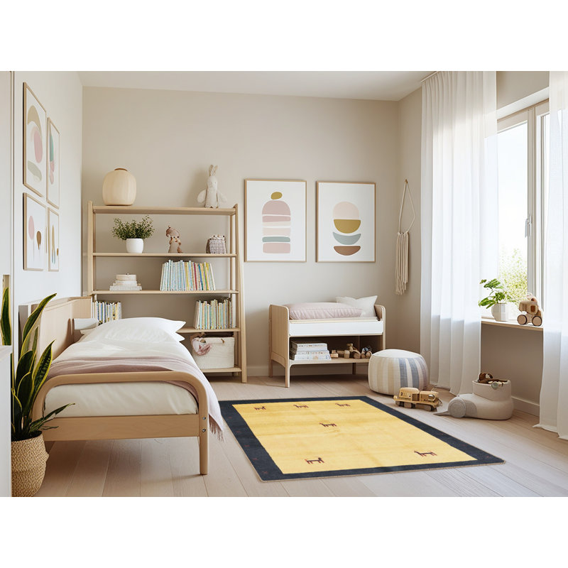 Tapis beige/noir contemporain, Rectangle 3 pi x 5 pi
