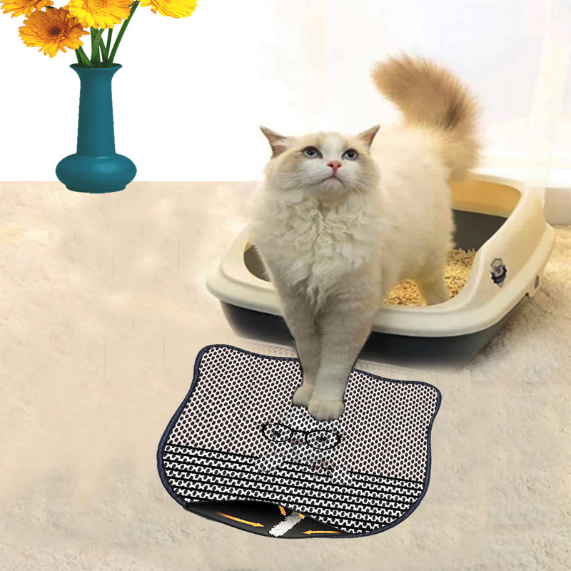 Tapis de litière durable pour chat, 15,7 po x 19,7 po | 50% PVC / 50% polyester, lavable à la machine et passer l'aspirateur | Parfait pour un nettoyage facile, conception antidérapante pour garder votre maison propre et fraîche, idéal pour les propriétaires d'animaux de compagnie