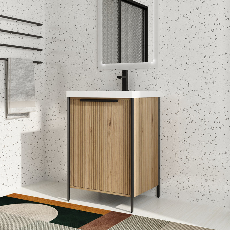 Ensemble de meuble-lavabo simple autoportant 24 po avec plateau en résine 24 po