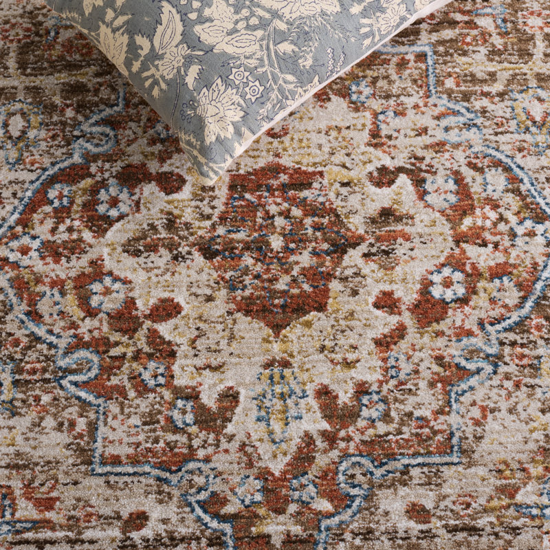 Tapis performance oriental Broomhedge Bijar, Rond 6 pi 7 po, Brown/Navy