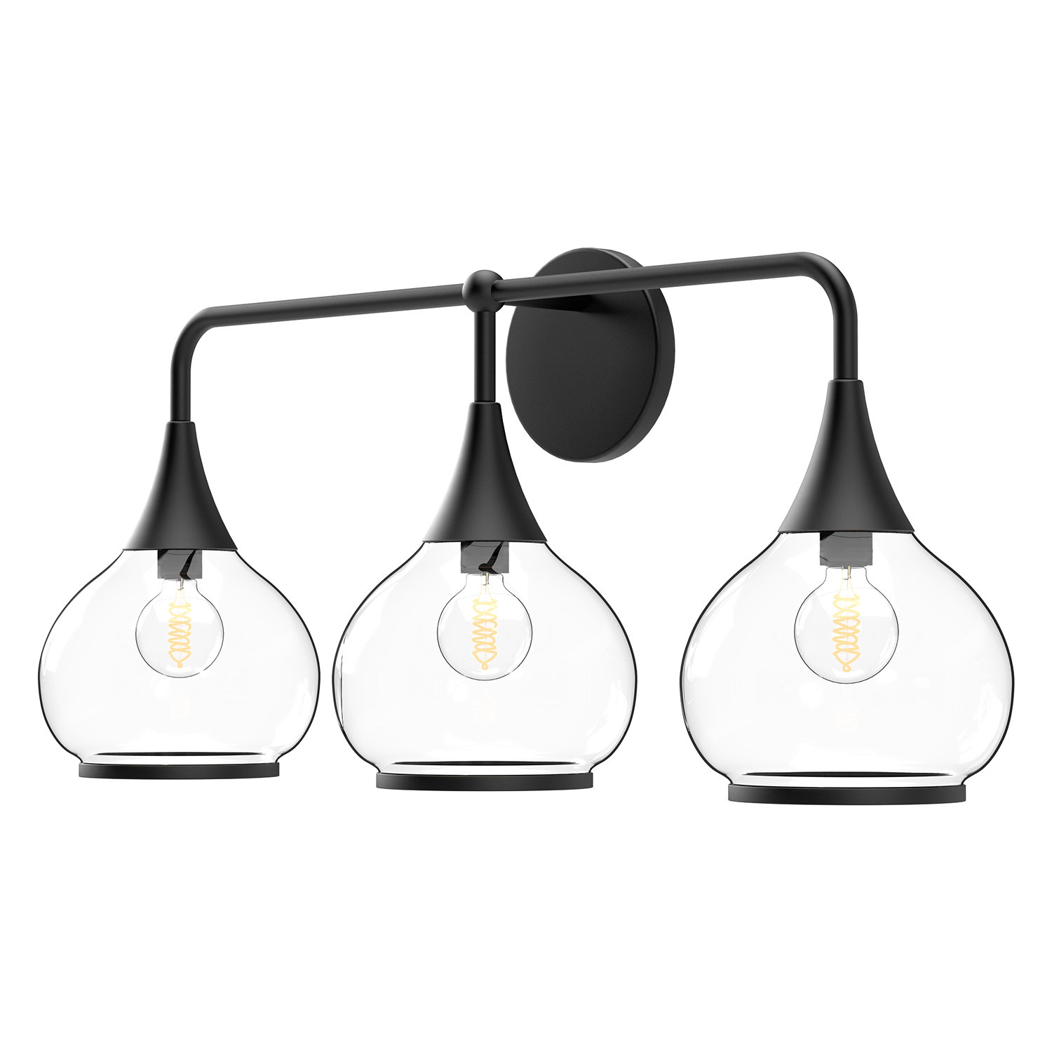 Marsi Vanity Light, Matte Black, Clear Glass, 3